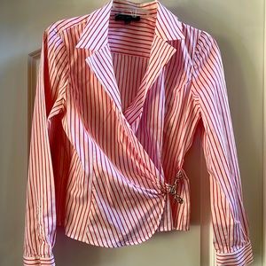 Ladies Jones New York Pinstripe Sz M Blouse